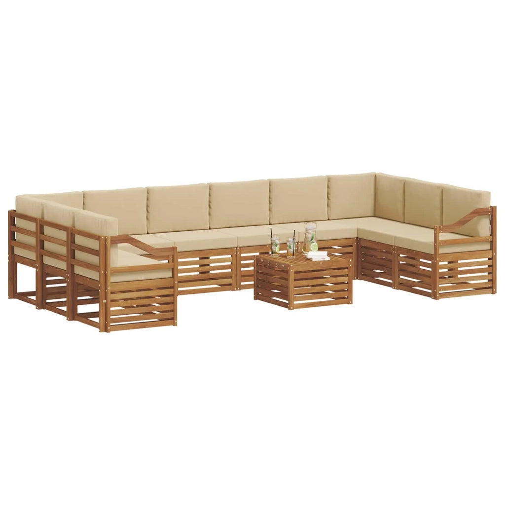 Set di divani da esterno con cuscino 11 pcs Naturale e Beige