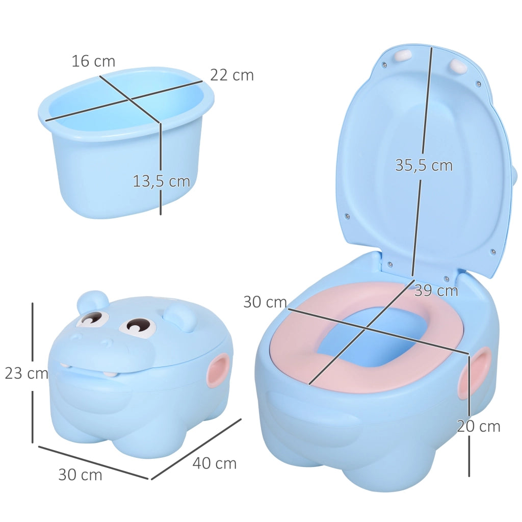 Orinalino per Bambini a Forma di Ippopotamo ¨C zephmum ¨C Blu 40x30x23 cm