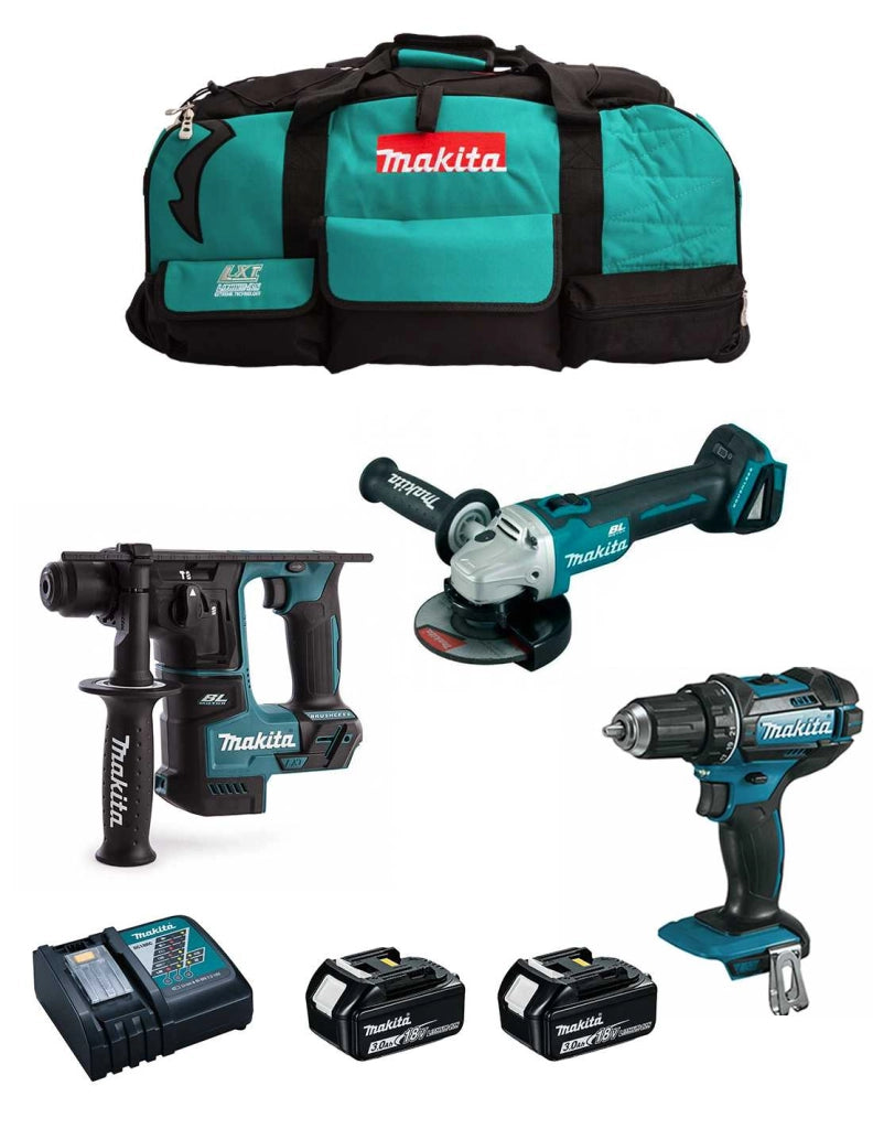 MAKITA Kit MPK18323A (DGA504 + DDF482 + DHR171 + 2 x 3,0 Ah + DC18RC + LXT600)