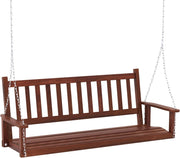 Altalena sospesa in legno per 2/3 persone con catene in metallo zincato regolabili e resistenti, con schienale a doghe e sedile per patio, giardino, 168 x 65 x 63 cm, marrone)