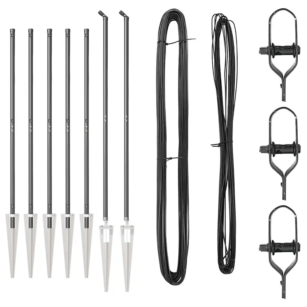 Palo della recinzione 7 pcs Grigio Acciaio 42004260