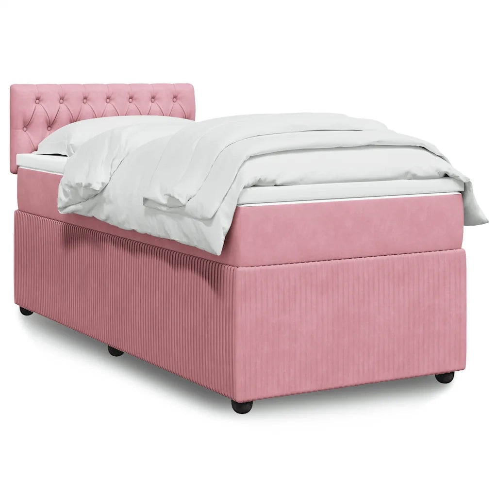 Giroletto a Molle con Materasso Rosa 90x200 cm in Velluto 3289949