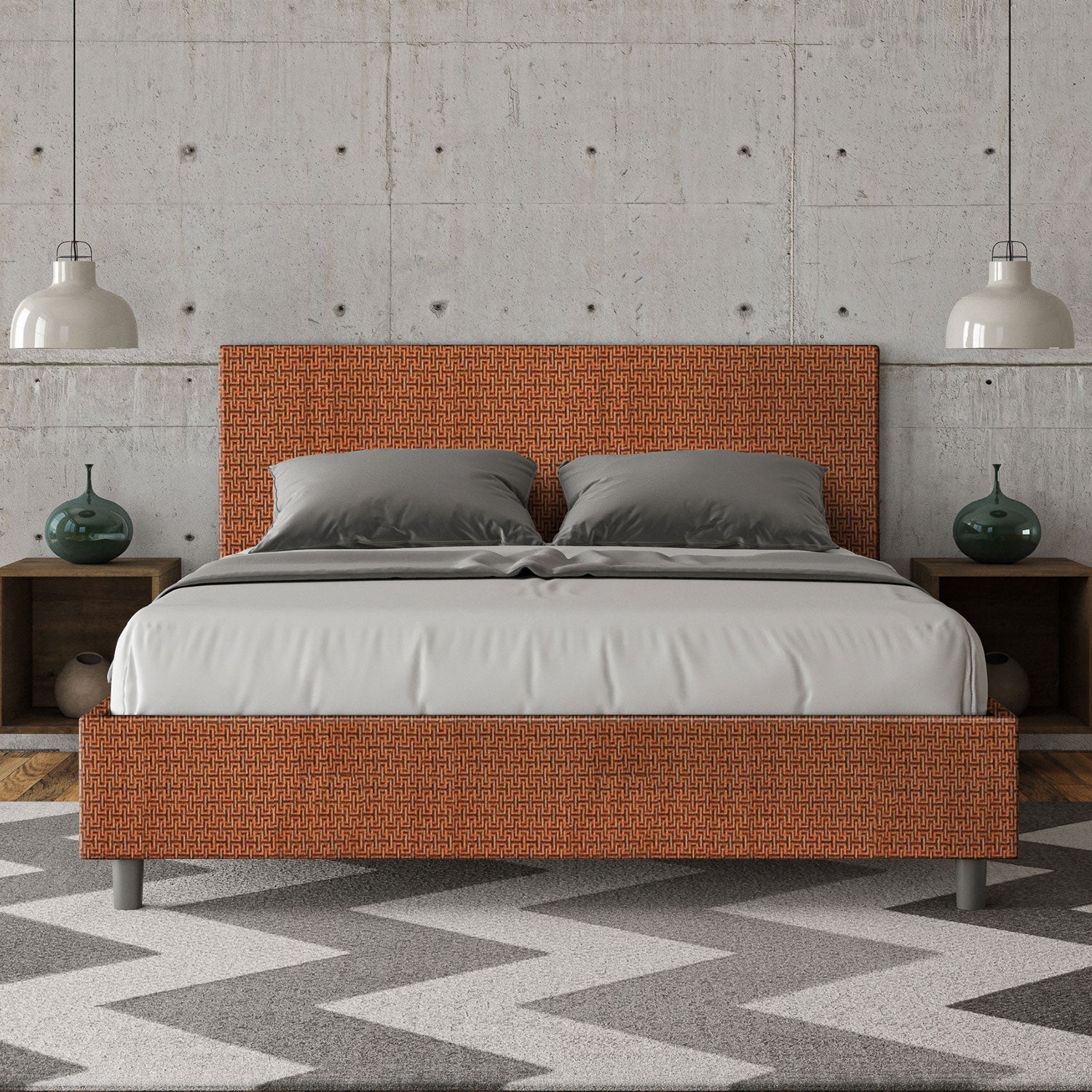 Letto Matrimoniale 160x200 cm Senza Rete Adele Labirinto 04 Arancione