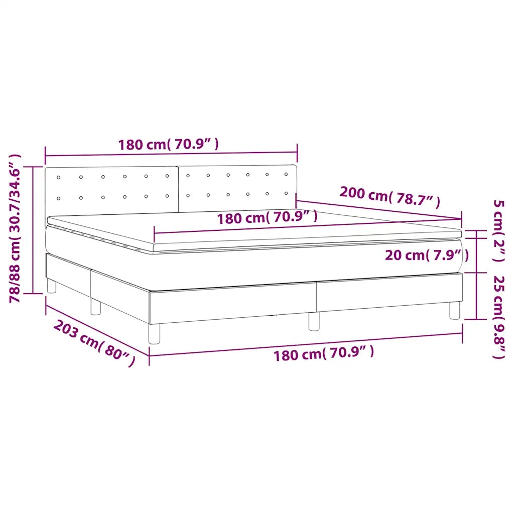 Letto a Molle con Materasso e LED Blu Scuro 180x200 cm 3134661