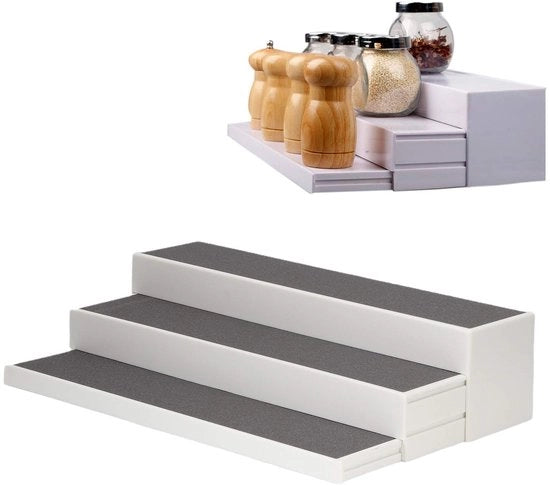 Specerijenrek a 3 livelli espandibile - efficiente archiviazione - design a strati - ideale per la cucina