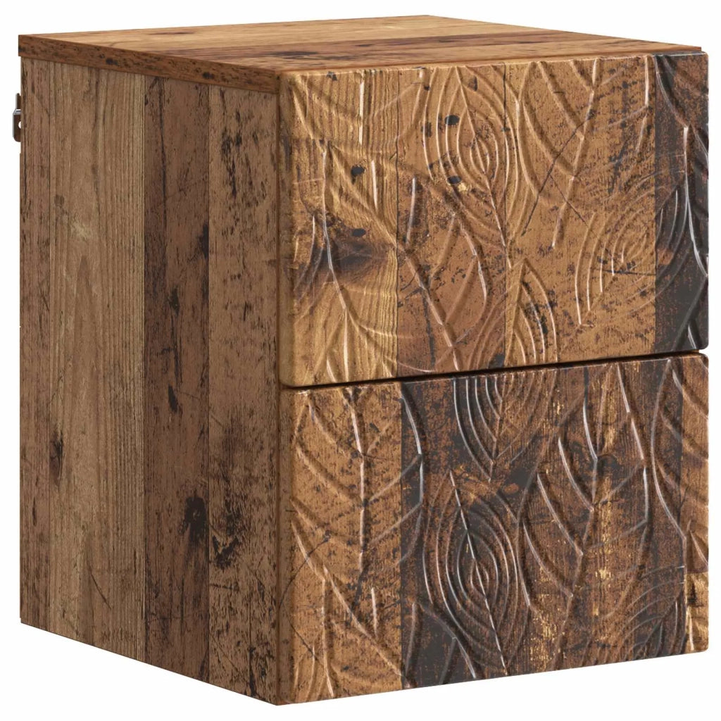 Mobiletto da notte a muro Legno antico 34,5 x 33 x 40 cm 898821