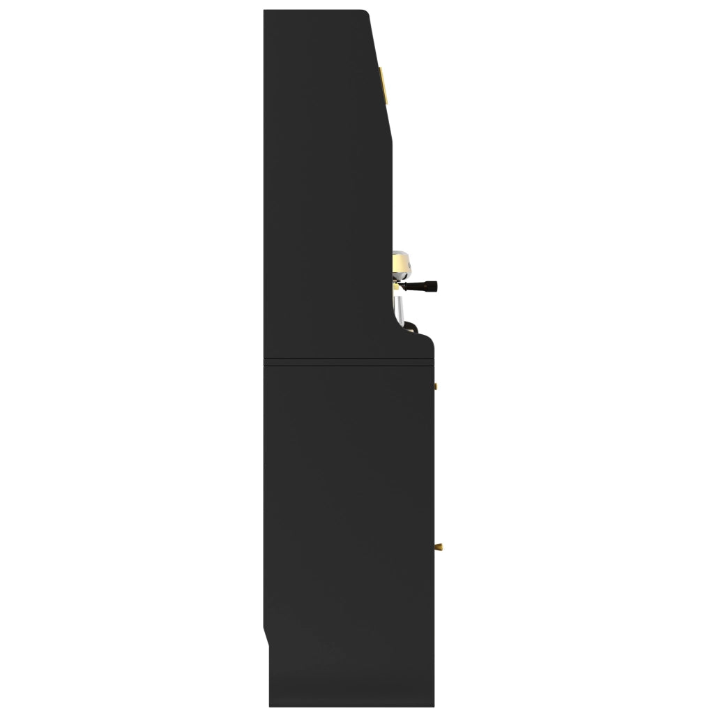 Credenza alta 120x40x180 cm con LED e ripiani regolabili in MDF e pannello truciolare; nera
