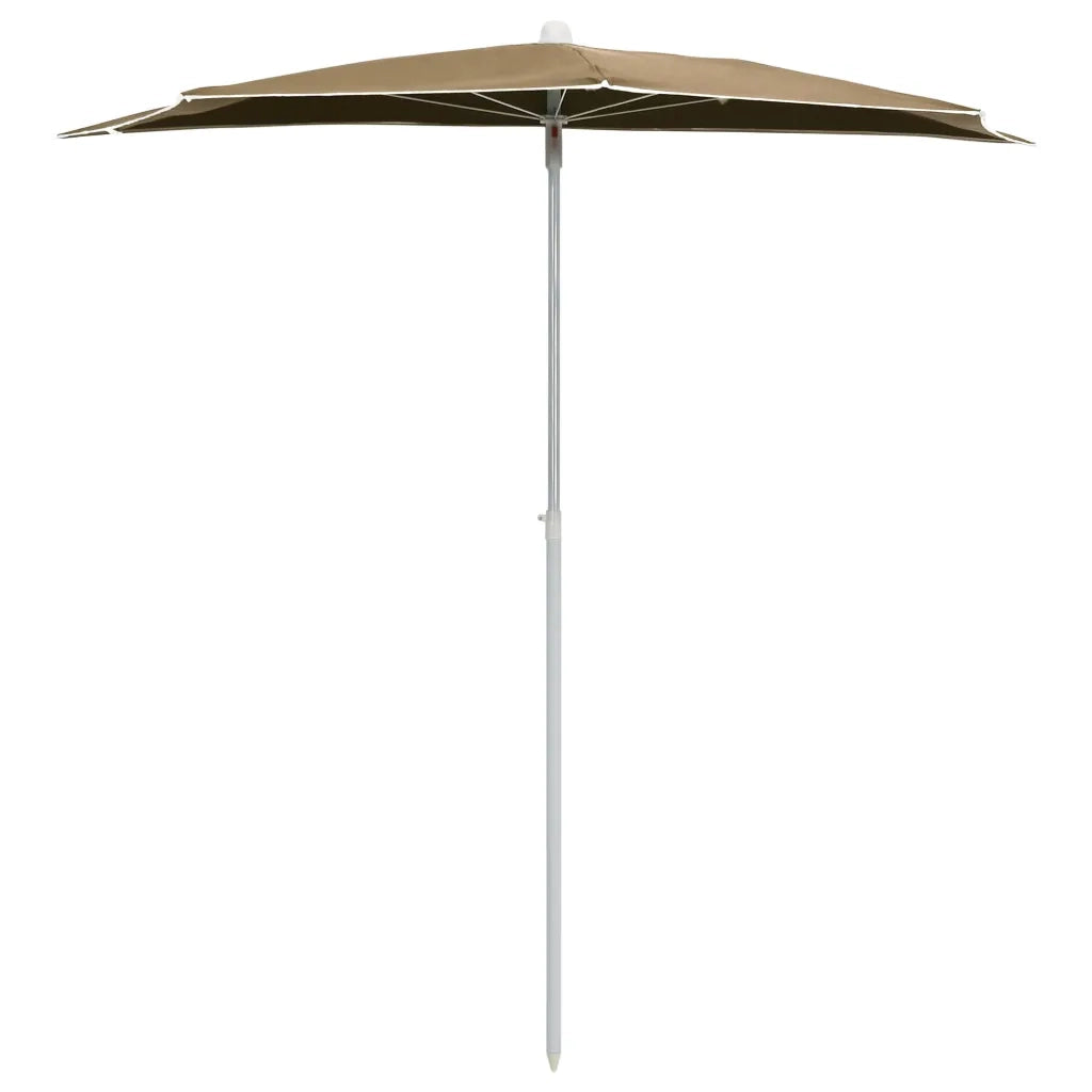 Ombrellone Semicircolare da Giardino con Palo 180x90 cm Tortora