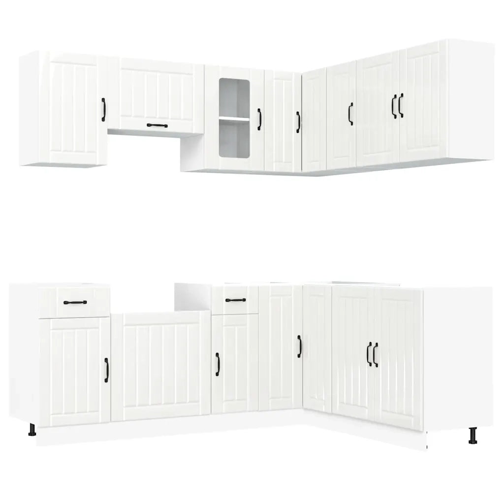 vidaXL Set Mobili da Cucina 11 pz Lucca Bianchi Lucido in Truciolato