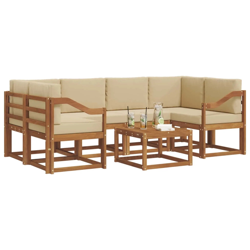 Set di divani da esterno con cuscino 7 pcs Naturale e Beige