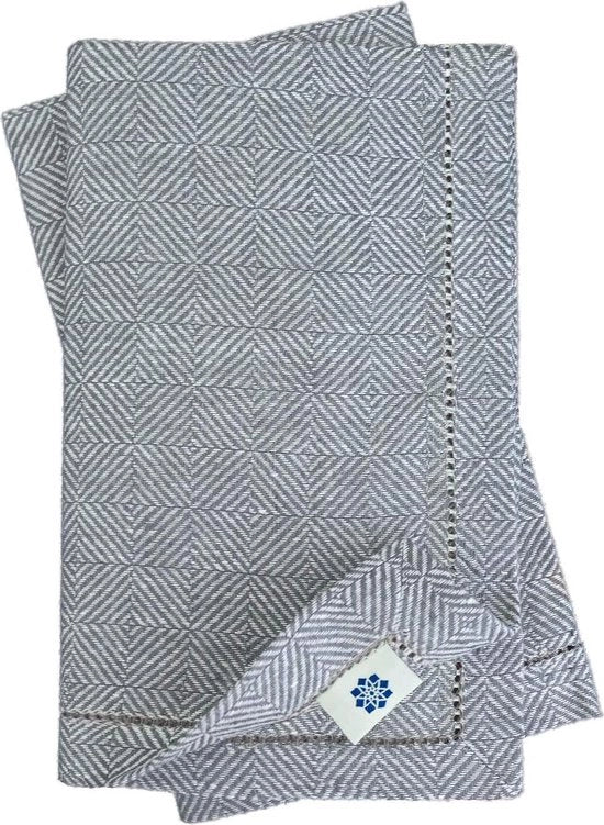 4 serviette in stoffa lino Scandi con effetto 3D -100% lino, grigio (44 x 44 cm)