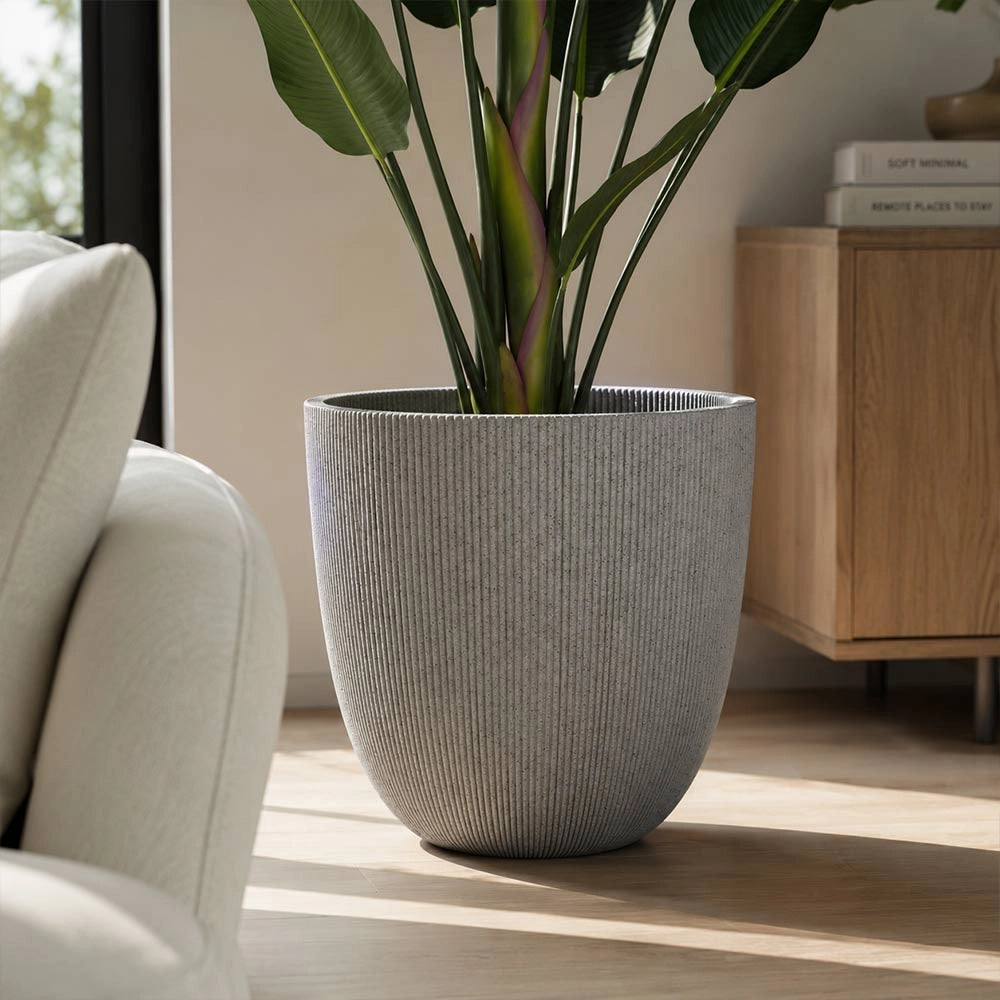 Vaso in plastica HDPE poliresina alta densità per piante Cilindro Grigio h 44,5
