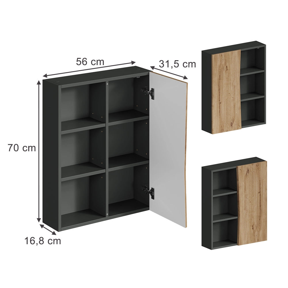 Vicco mobile bagno Artigiano 56 x 70 cm con 3 scomparti aperti
