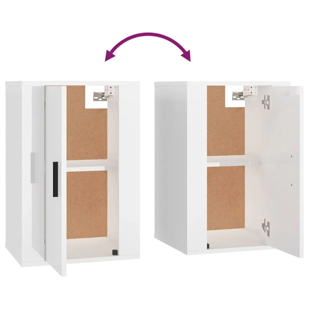 Mobile TV multimediale da parete mensola TV credenza TV per sala da pranzo soggiorno camera da letto 2 pezzi lucido 40 x 34,5 x 60 cm bianco 02_0028948