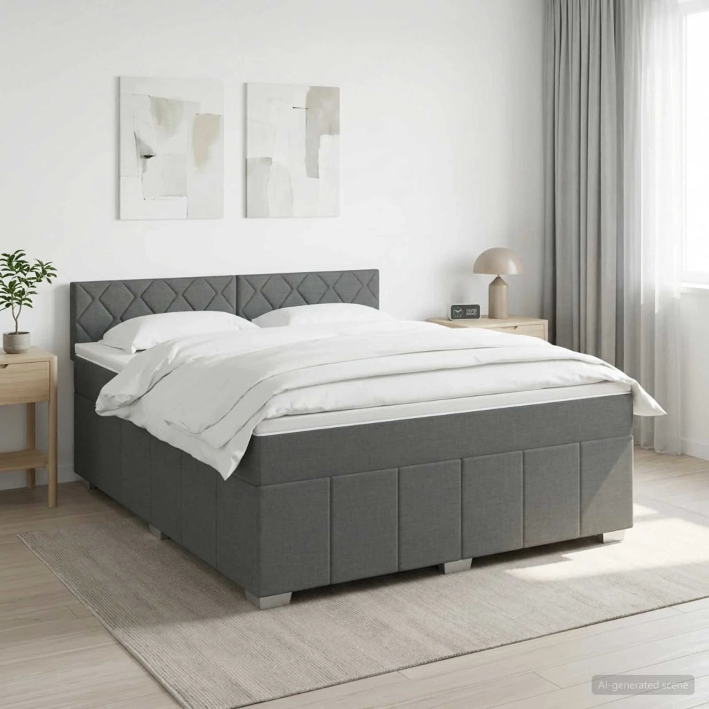 Letto box spring con materasso Grigio Scuro 140 x 190 cm 3451214