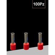Trade Shop - Confezione 100pz Tubetto Capicorda Isolato Per Cavi Da 4 Mm² Terminale 9mm E4009 - Rosso