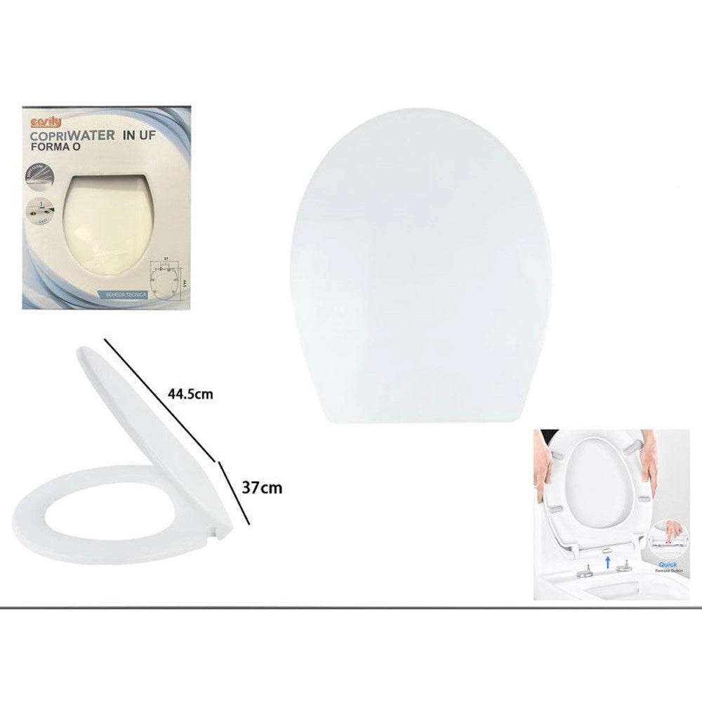 Trade Shop - Copriwater Uf Universale Sedile Wc Water Bagno Forma O Chiusura Ammortizzata Bianco 87644 -