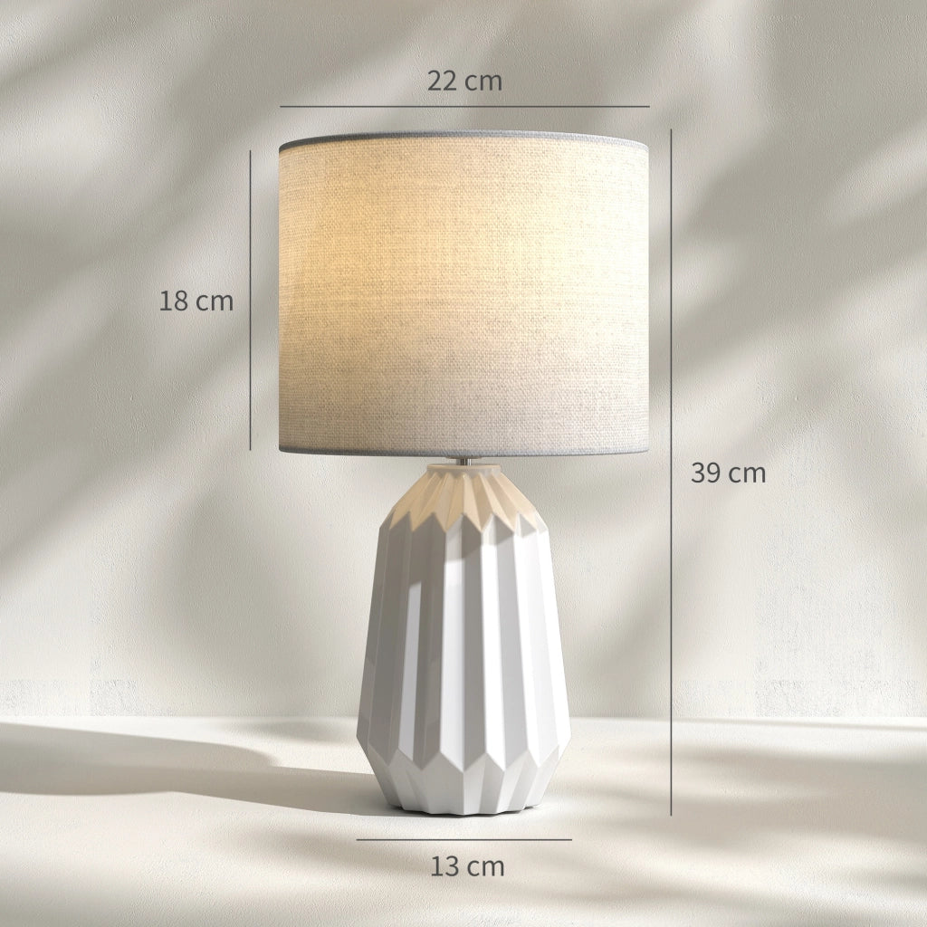 Lampada da tavolo con paralume in lino ¨C zephmum ¨C bianco 22x22x39 cm