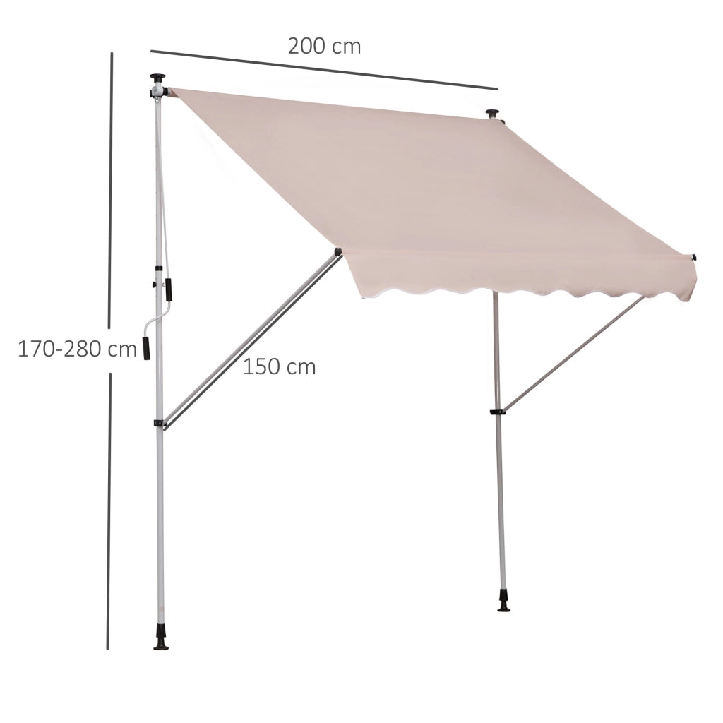 Tendone da balcone a bracci regolabile con manovella ¨C zephmum ¨C 150cm crema