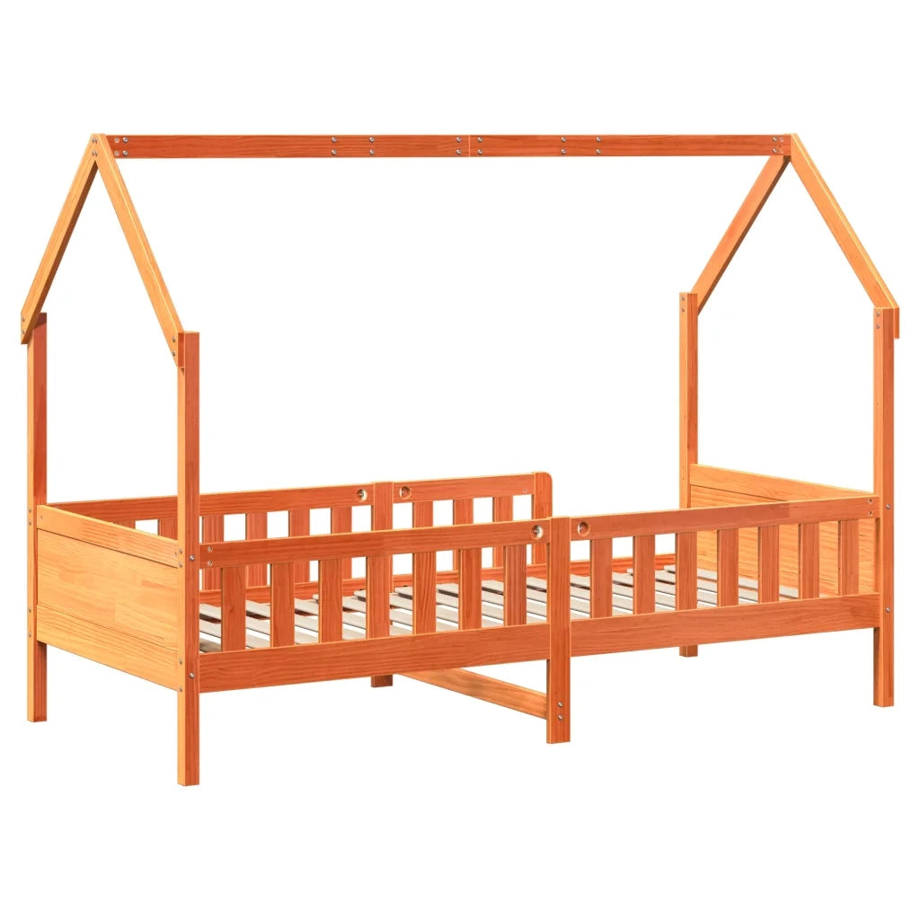 Giroletto Casetta Bambini Marrone Cera 90x190 cm Massello Pino