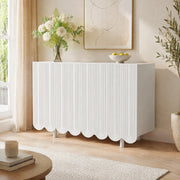 Credenza a 4 ante con intagli a goccia e cerniere ammortizzate in MDF bianco 120 × 37,5 × 80,8 cm