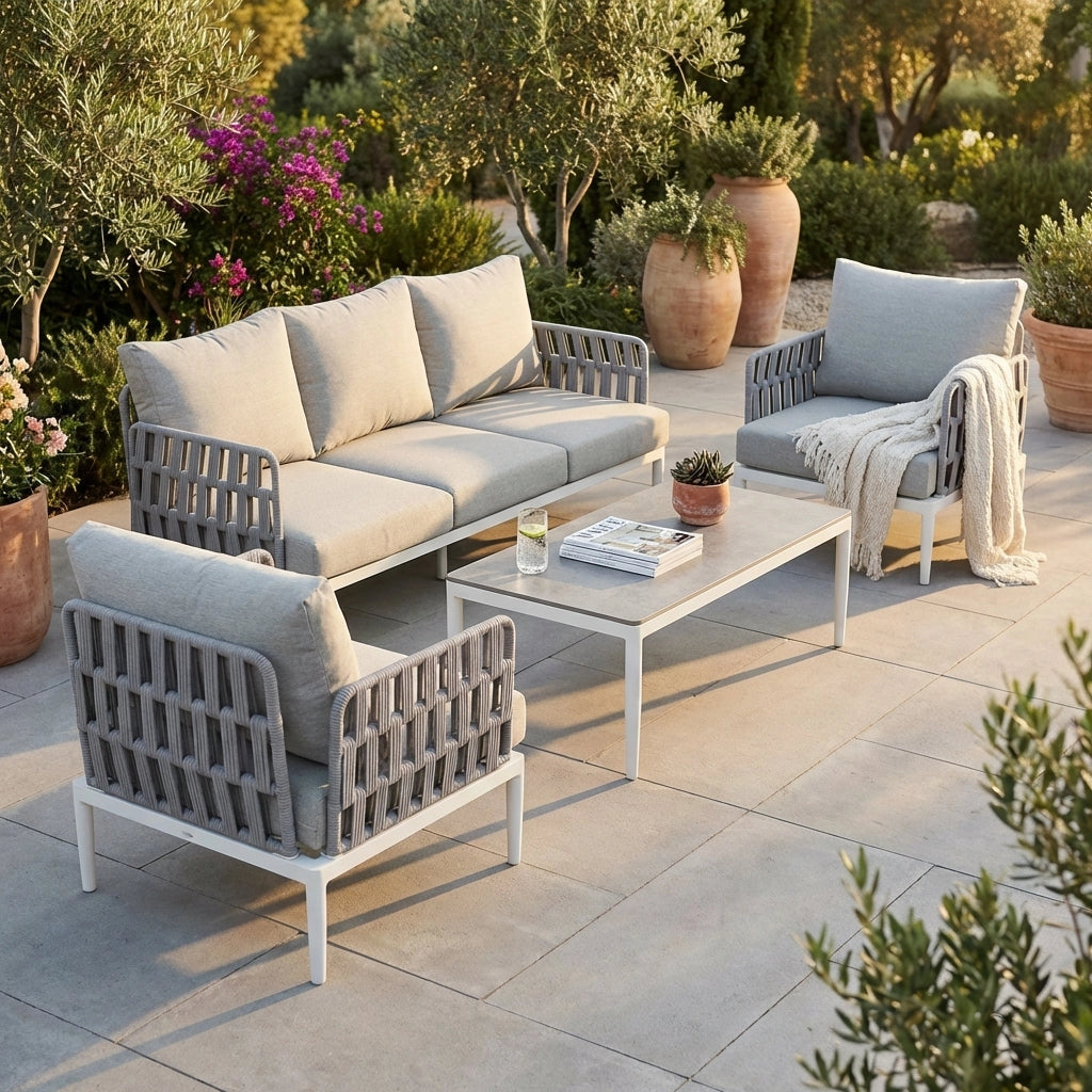 Salotto da giardino 5 posti in Alluminio con cuscini - TEO