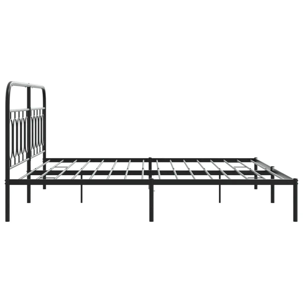 Letto matrimoniale | Letto per adulti | Giroletto con Testiera in Metallo Nero 200x200 cm