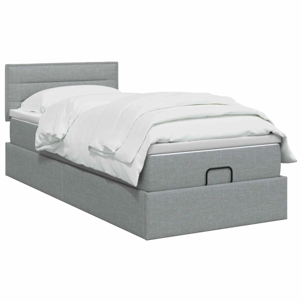 Letto ottomano con materasso Grigio Chiaro 80 x 200 cm Tessuto 3456198