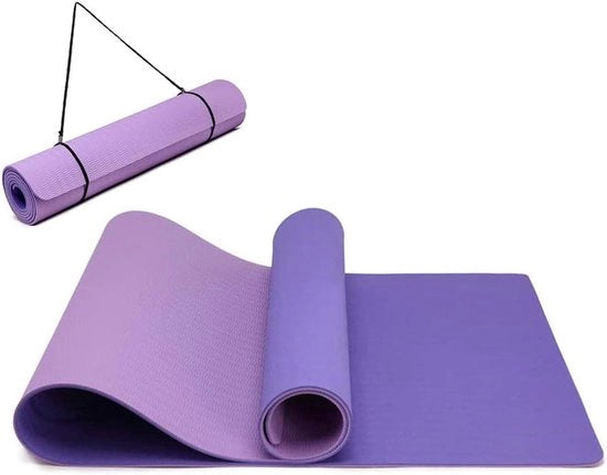 Mat yoga antiscivolo in TPE - sportivo - ecologico - 1 pezzo - viola chiaro - 183x61x0,6 cm
