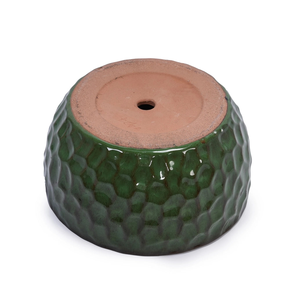 VASO DA FIORI IN CERAMICA VERDE CON FORO DI DRENAGGIO
