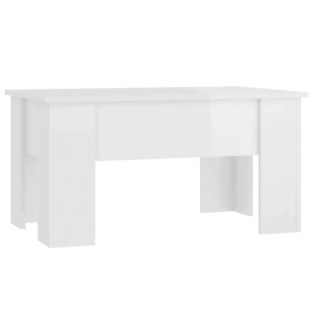 Tavolino da Salotto Bianco Lucido 79x49x41 cm Legno Compensato