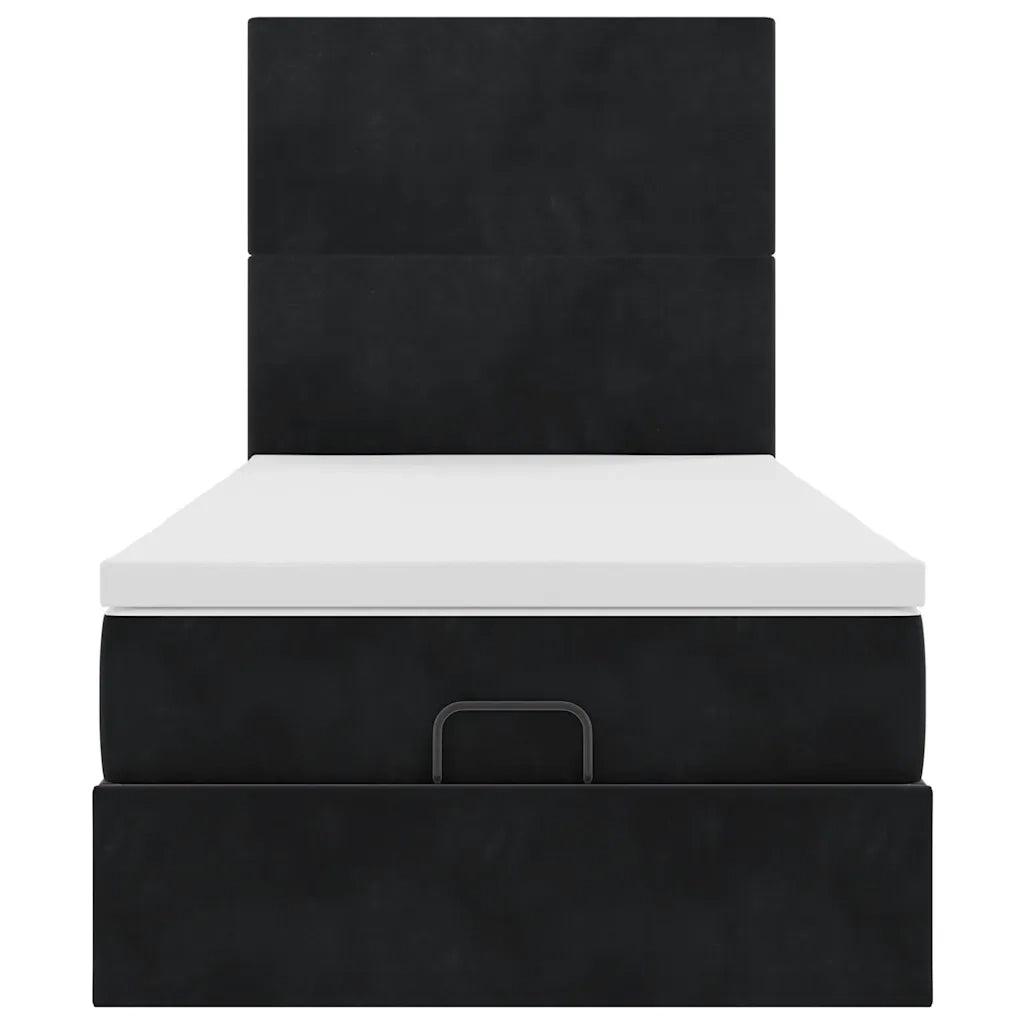 Struttura Letto Pouf con Materassi Nero 100x200 cm Velluto