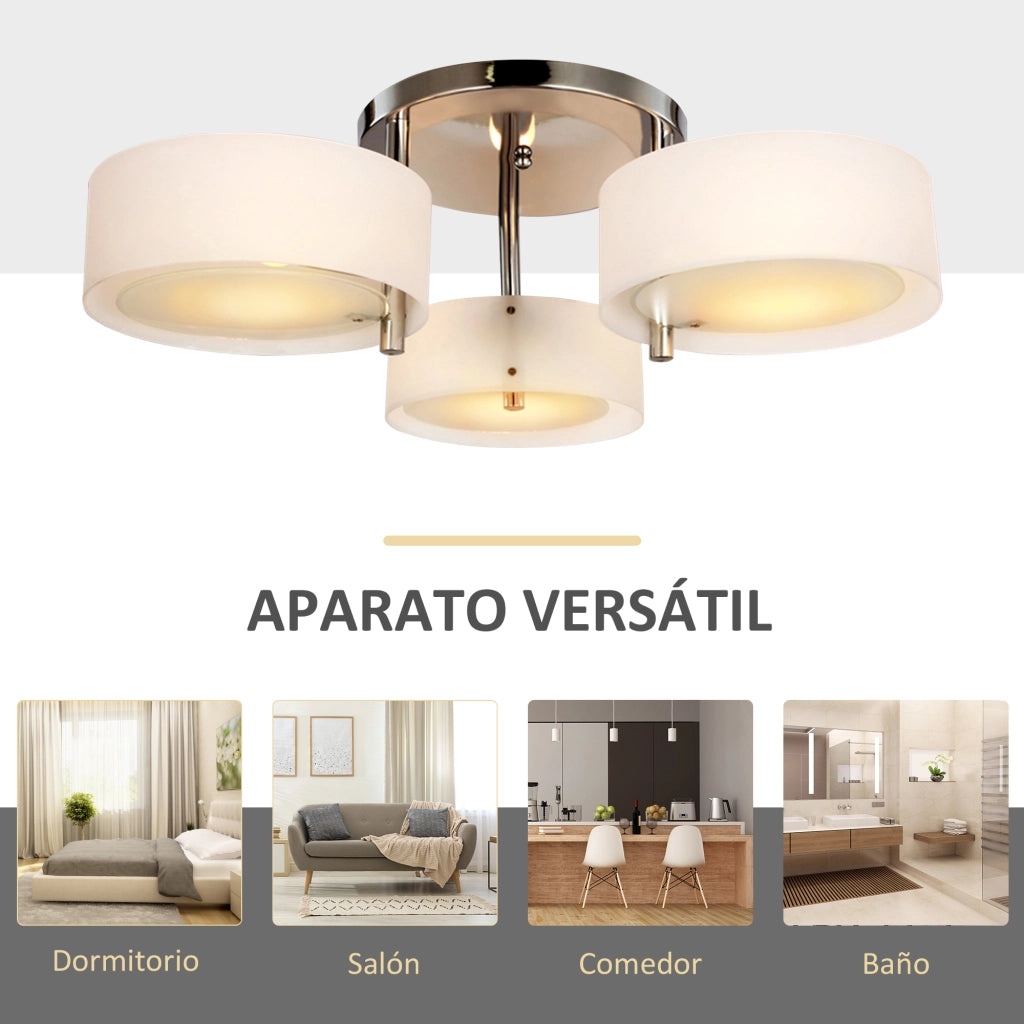 Lampadario a Sospensione E27 ¨C Xylo ¨C Paralume Acrilico Bianco per Soggiorno Camera Cucina