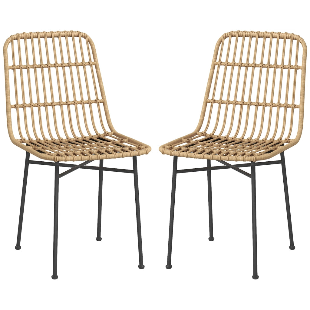 Set 2 Sedie da Pranzo ¨C Zephmum ¨C Rattan PE, Acciaio, Giallo, 45x57x83 cm