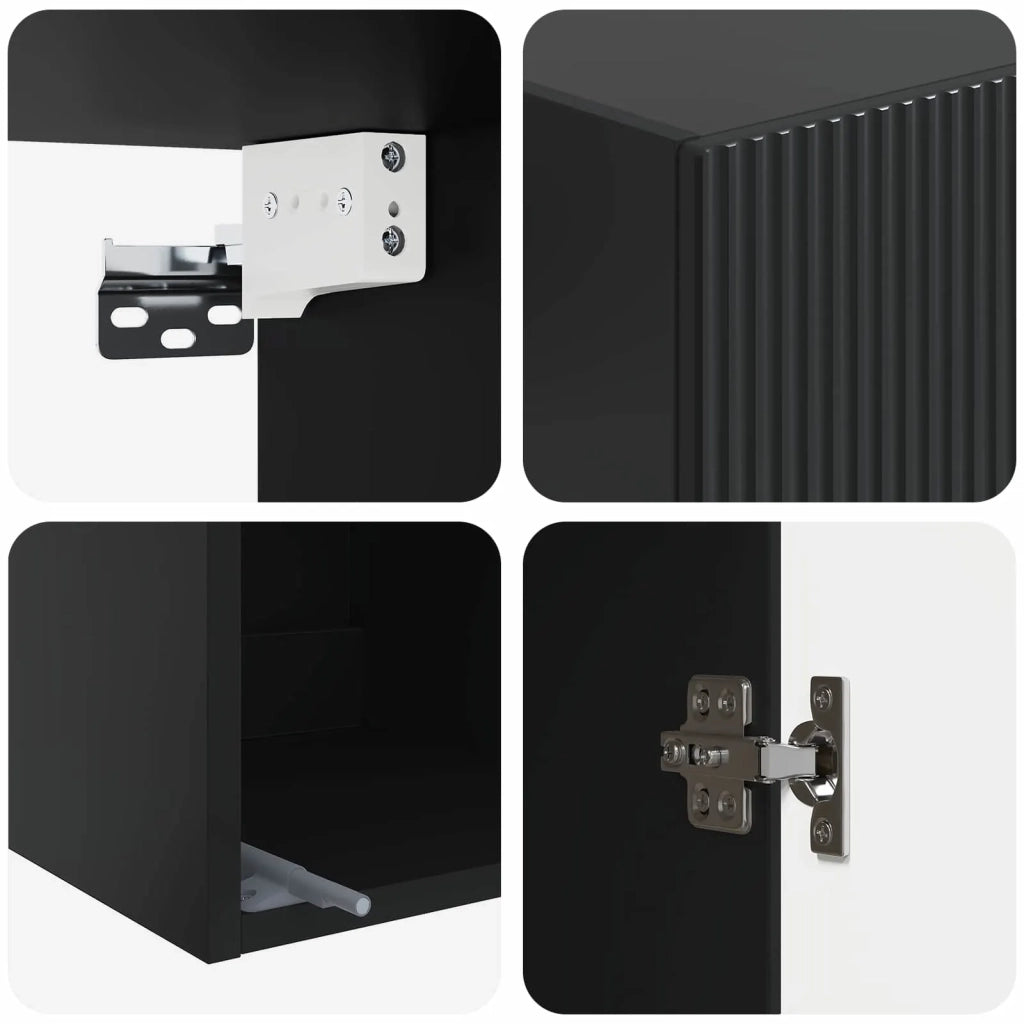 Mobiletto a muro Nero 33 x 34,5 x 90 cm Legno ingegnerizzato 898416
