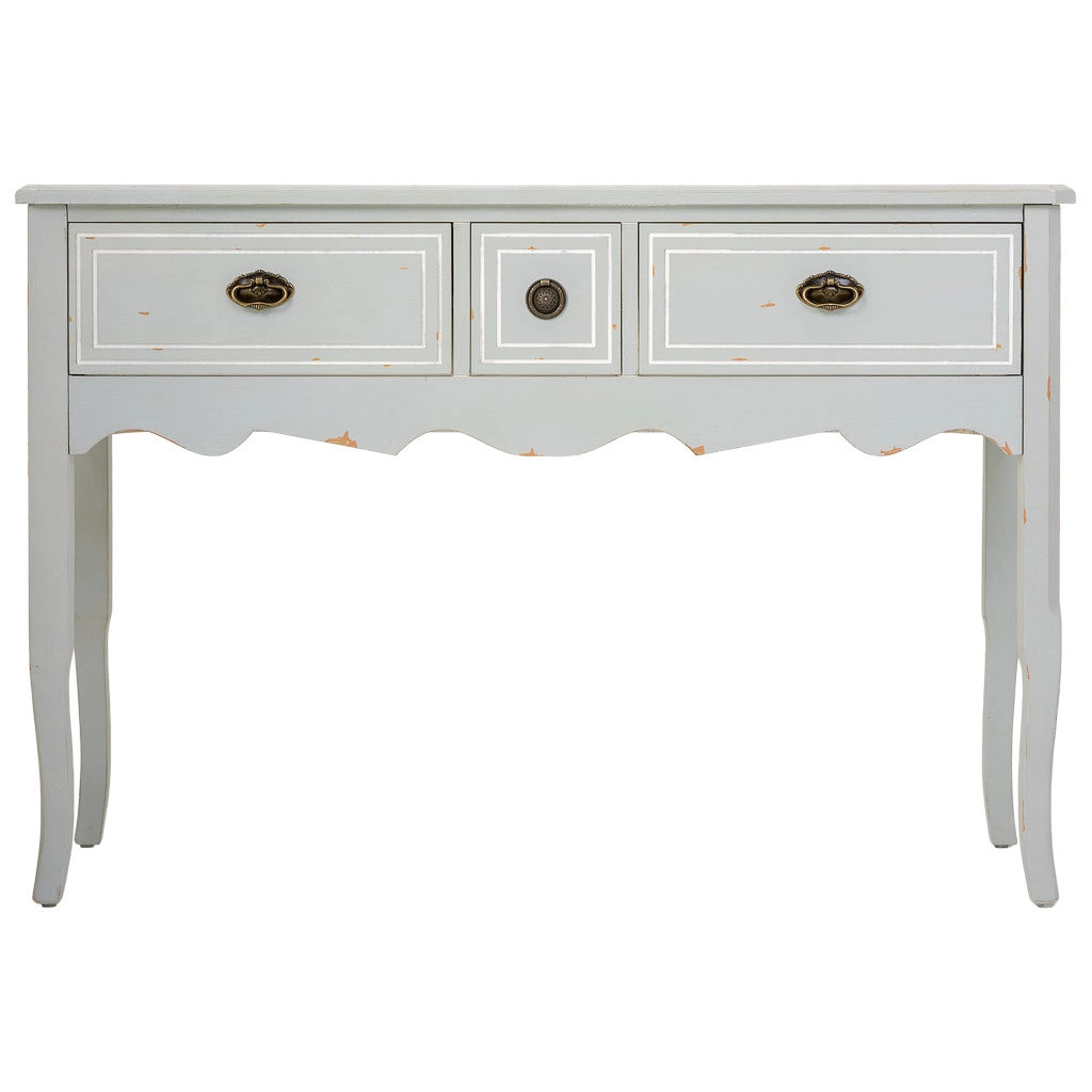Tavolino da ingresso in legno con 3 cassetti 120x40x82,5