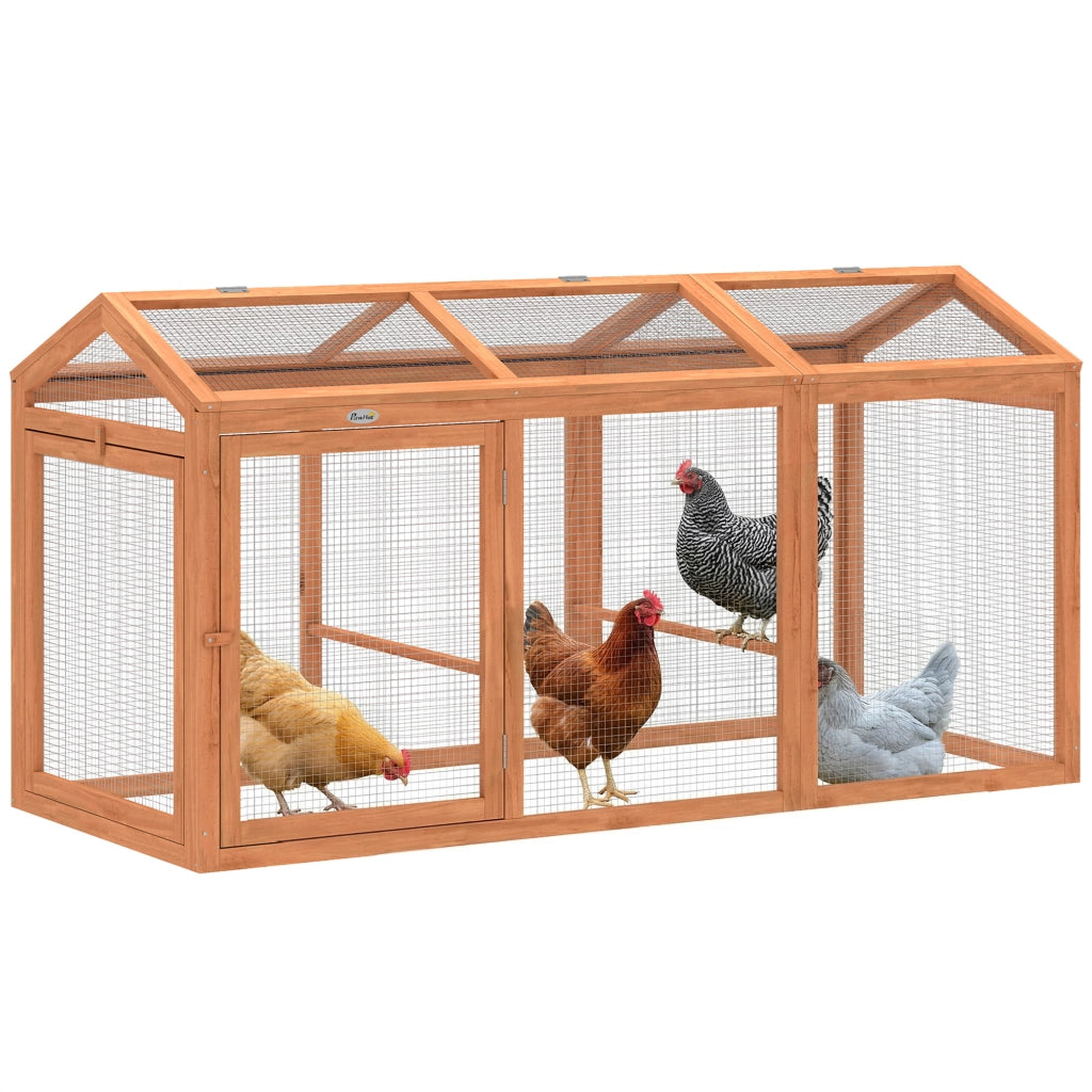 Pollaiolo per Galline con Trespolo ¨C zephmum ¨C Legno e Metallo Arancione 156x70.5x84 cm