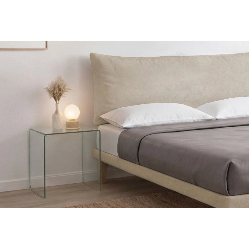 Letto imbottito Letto Matrimoniale alla Francese 140x190 cm Soft - Con rete,Microfibra,Sabbia