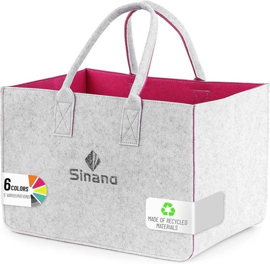 Borsa per spese - tasca robusta pieghevole - color grigio chiaro - materiale di lana
