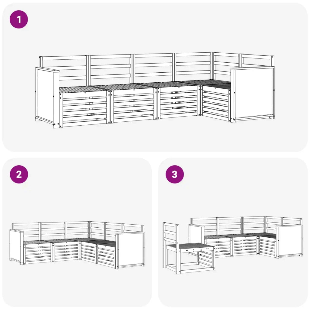 Set divano sezionale 4 pcs Naturale Legno di Acacia Massello