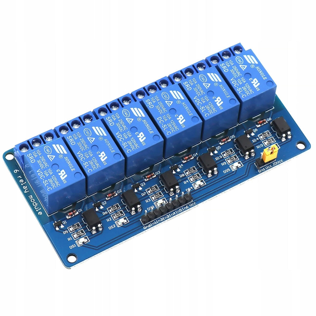 Modulo Relè 6 Canali 24V per Arduino – Isolamento Ottico, SPDT | Dimensioni 91x57x19 mm, 10A | Automazione e Robotica