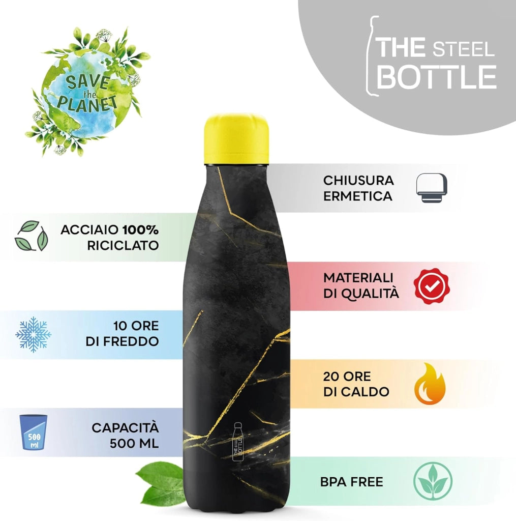 The Steel Bottle Bottiglia termica in Acciaio Inox Capacità 500 ml Chiusura Ermetica - 7 Fantasie
