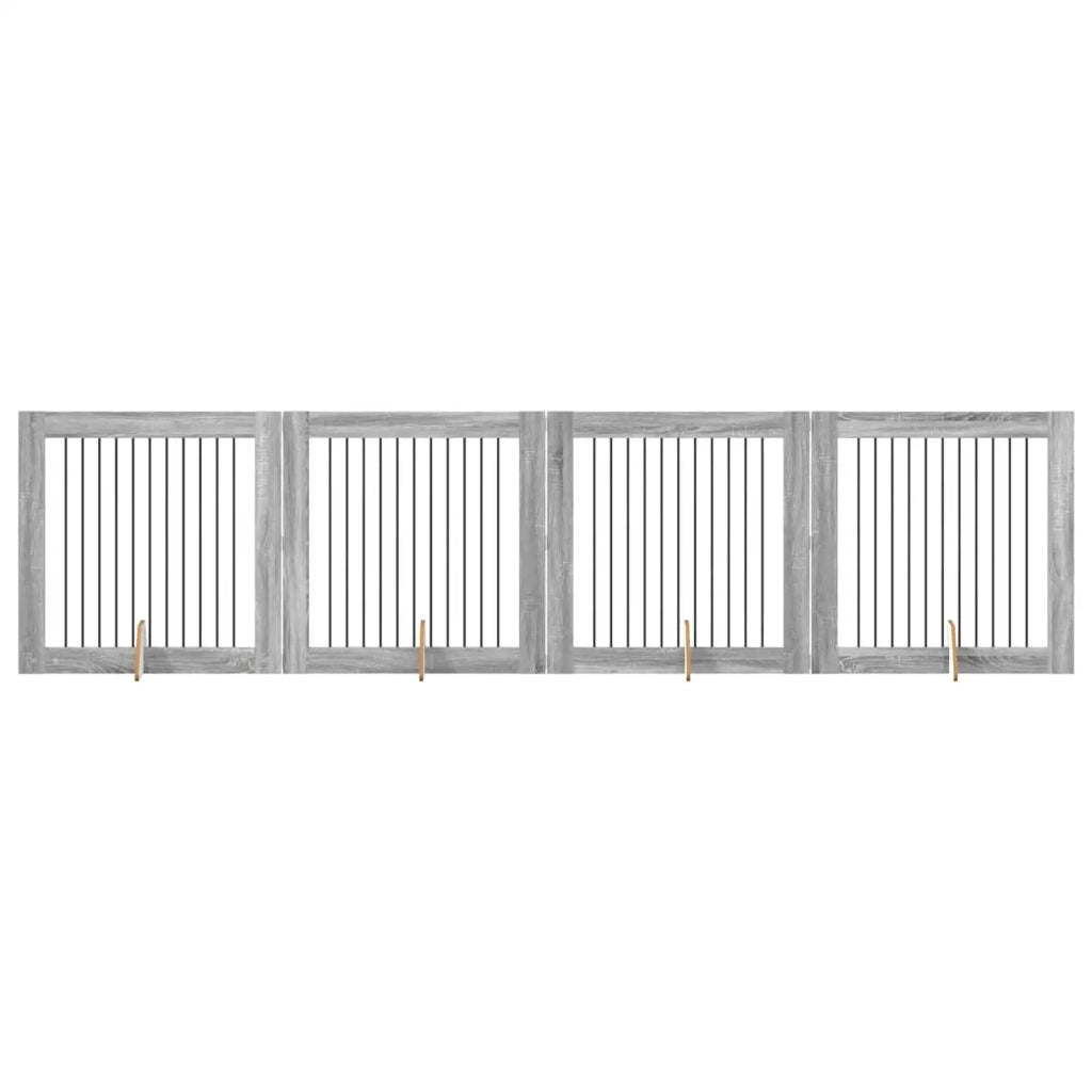 Cancello per cani con supporti 4 pcs Grigio Sonoma 100 x 100 cm 892034
