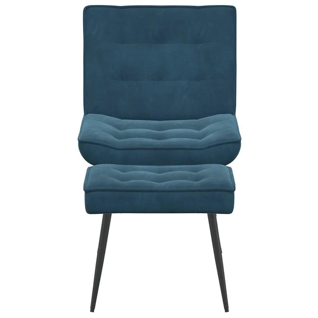 Divano Sedia-Poltrona Relax con Poggiapiedi Blu in Velluto 232368