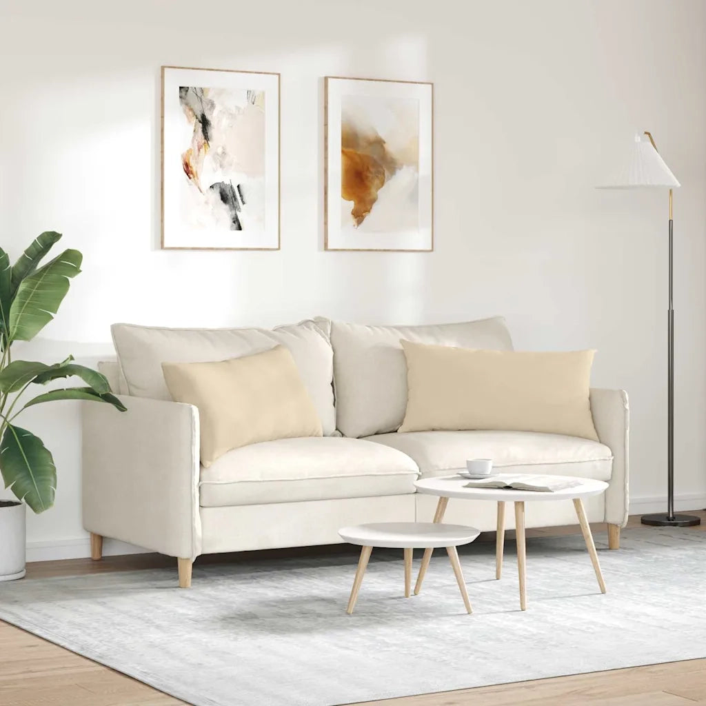 Cuscini da Divano 2 pz | Cuscini per sedie Crema 80 x 40 cm Tessuto