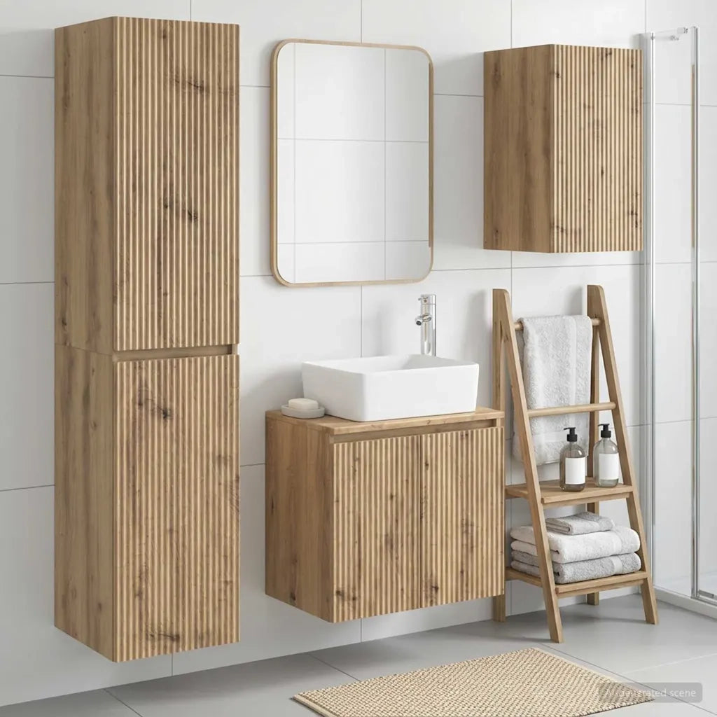 Set di mobili per il bagno 3 pz Rovere Artigianale 3406082