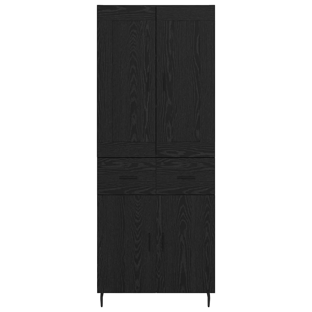 Credenza con cassetto 2 pcs Rovere Nero Legno multistrato