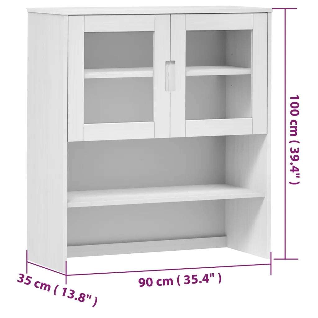 Piano Credenza | Madia | Buffet da pranzo | Armadio da pranzo MOLDE Bianco 90x35x100 cm Legno Massello di Pino