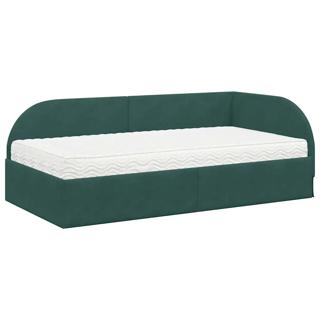 Struttura Letto Angolare con Materasso 2 pcs Verde Velluto 3394186