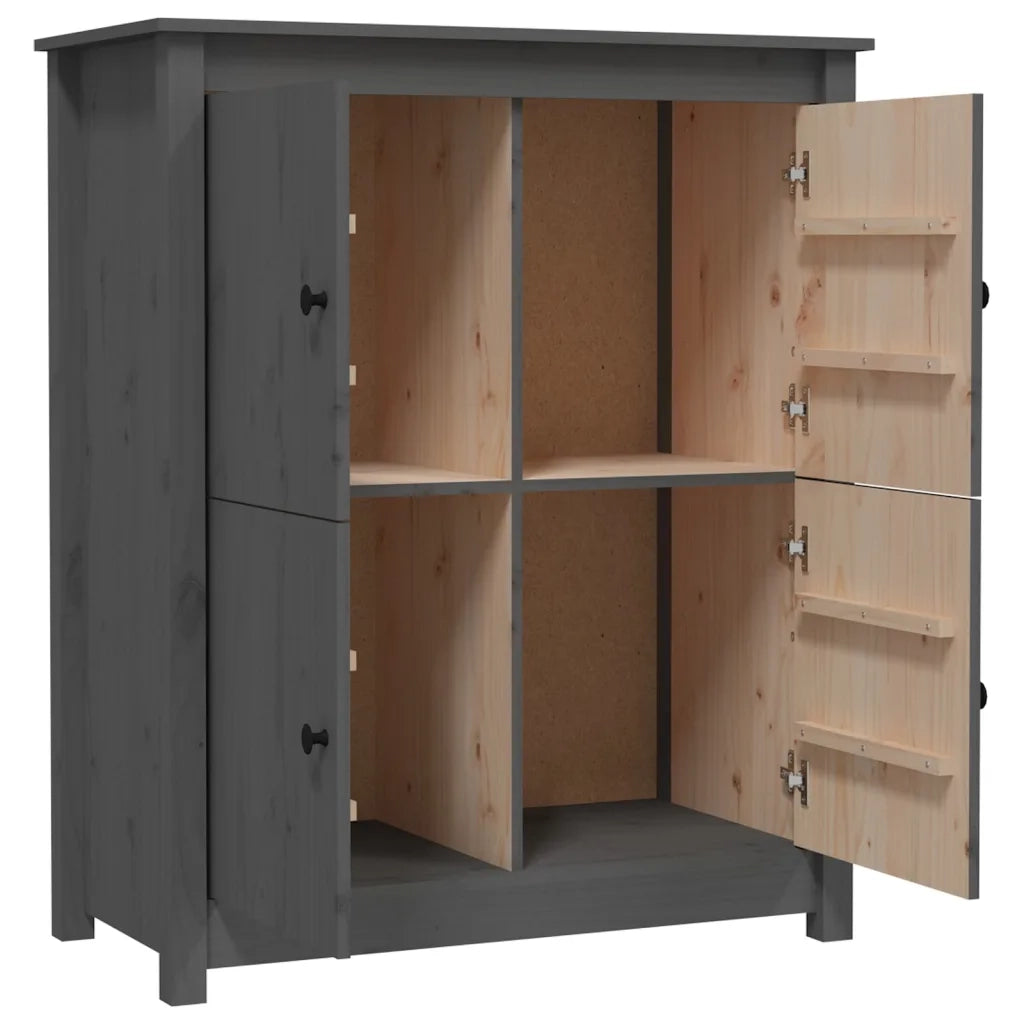 Credenza-Buffet-Armadio da cucina Grigia 83x41,5x100 cm in Legno Massello di Pino 923056